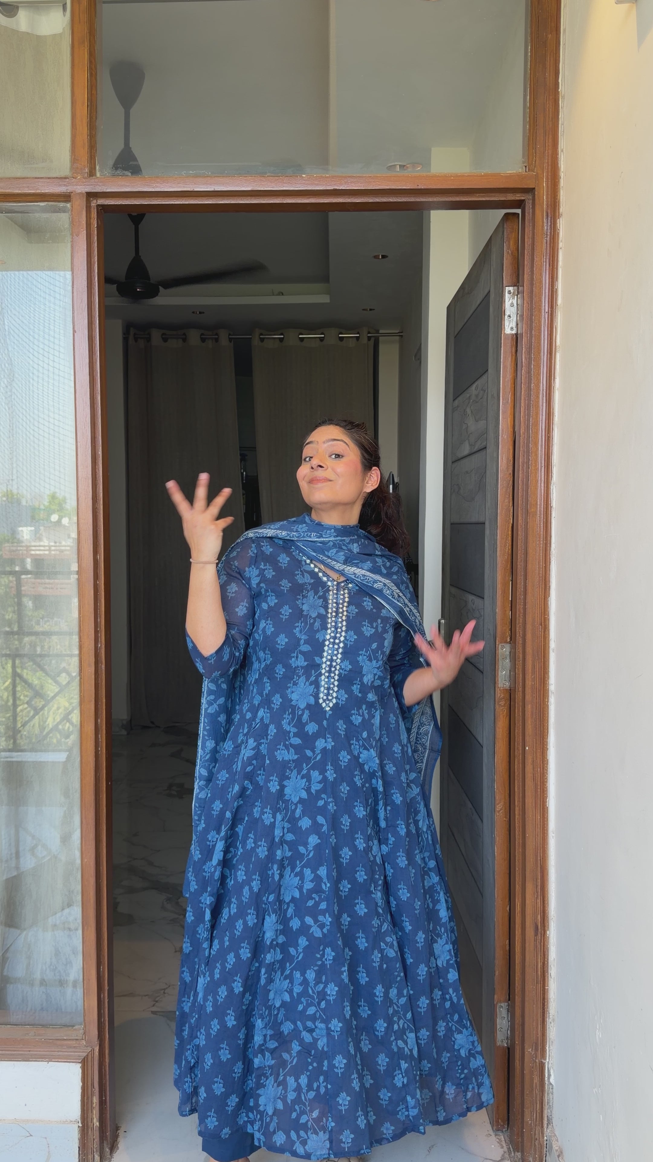 Blossom Blue Anarkali
