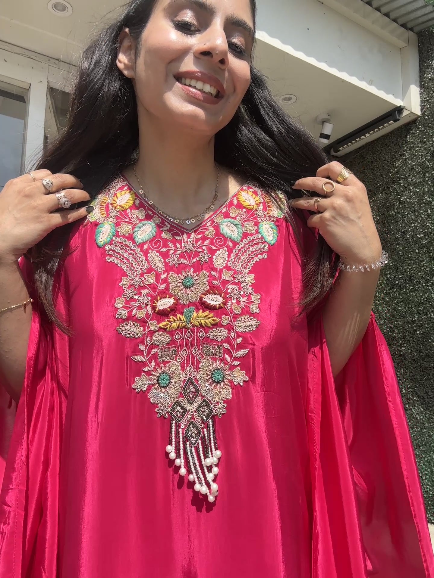 Pink Long Kaftan Set