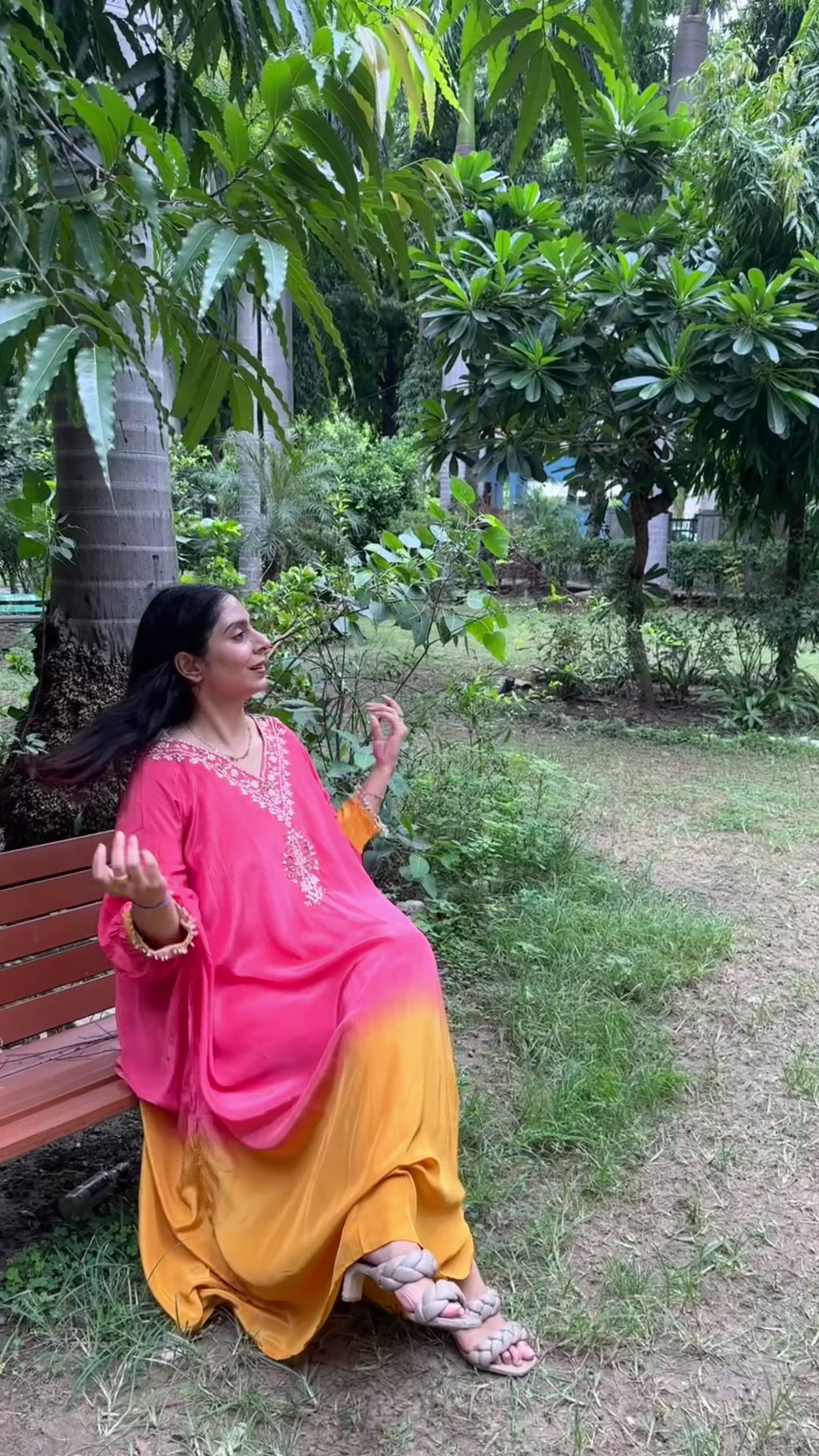 Ombre Kaftan Set (Yellow Pink)