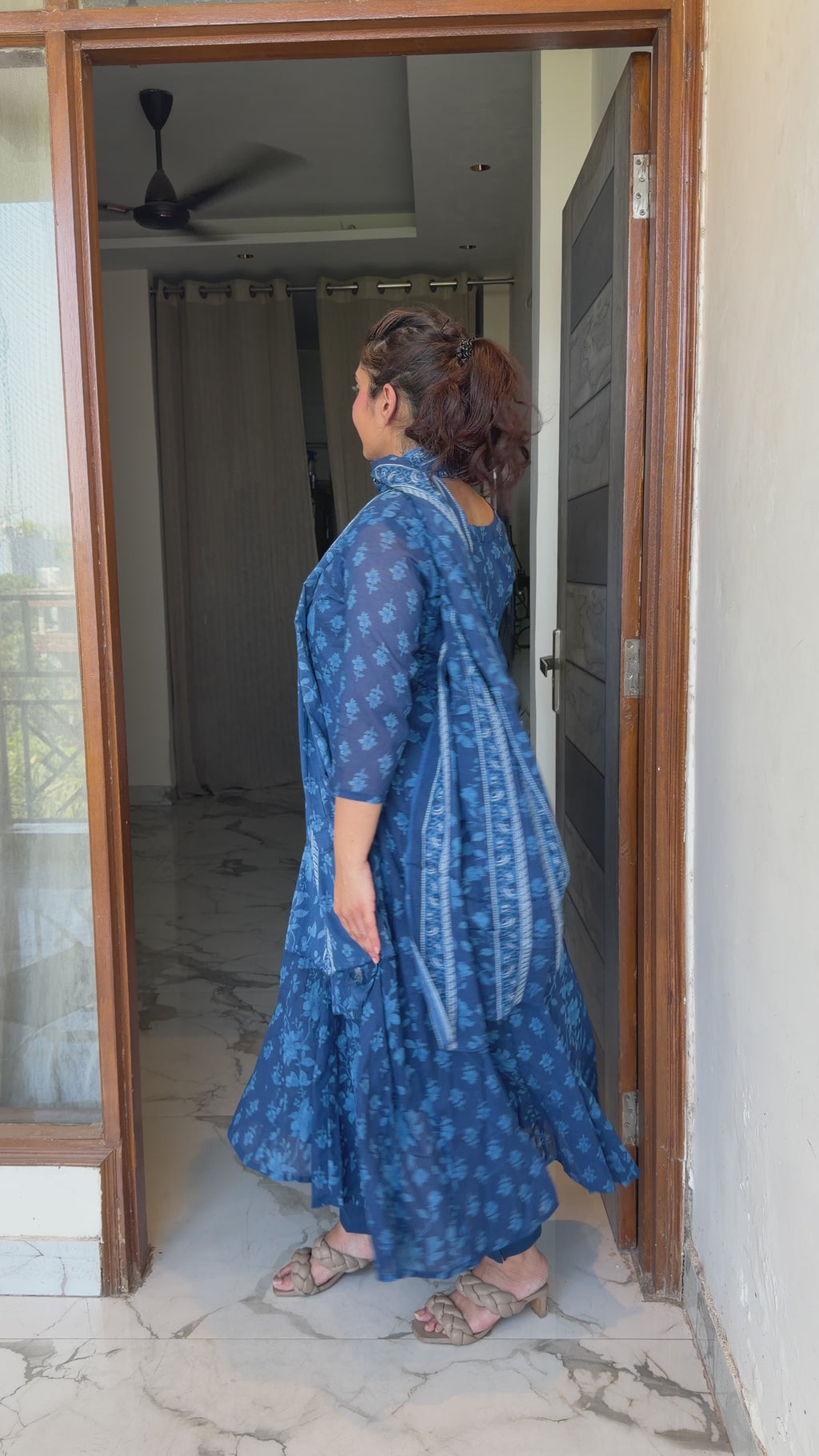 Blossom Blue Anarkali