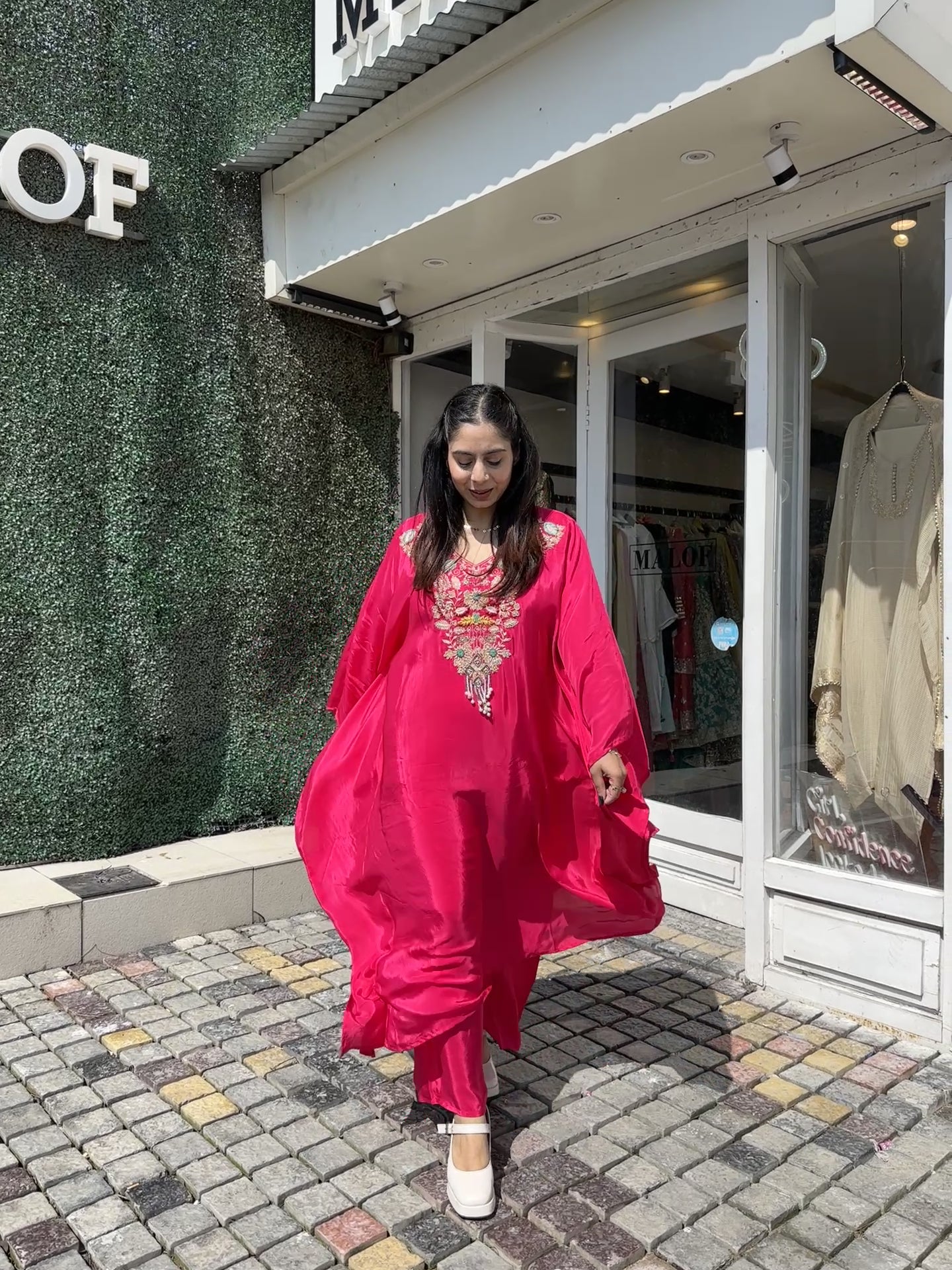 Pink Long Kaftan Set