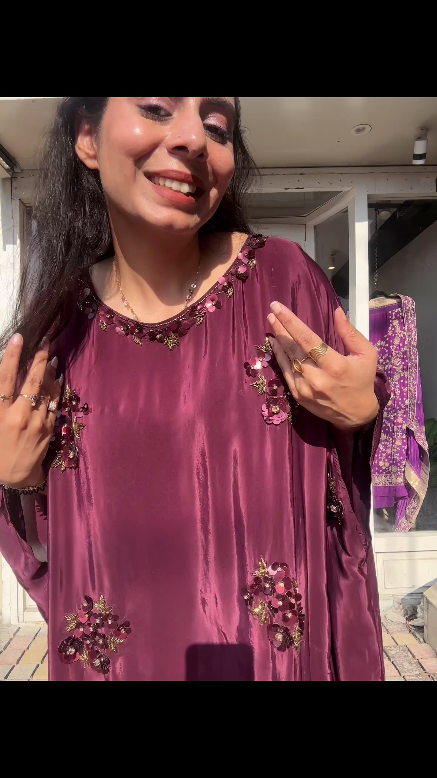 Dark Maroon Kaftan Set