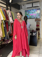Pink V-neck kaftan set