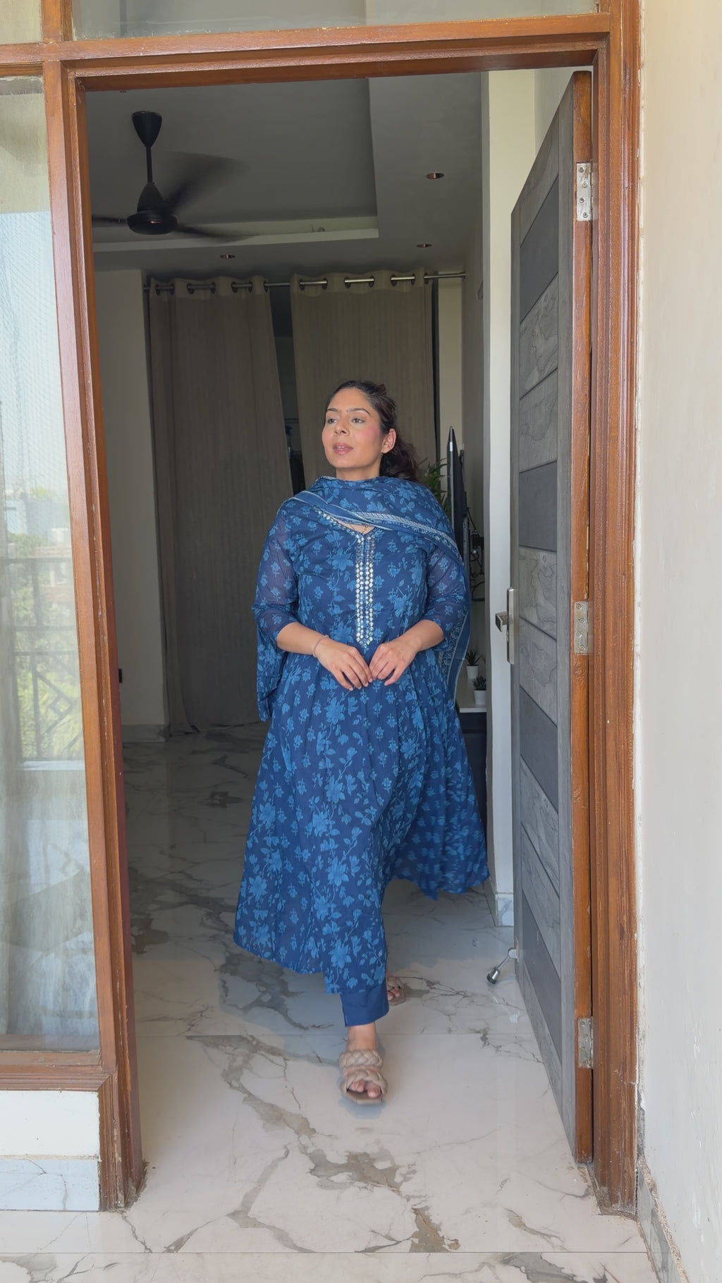 Blossom Blue Anarkali
