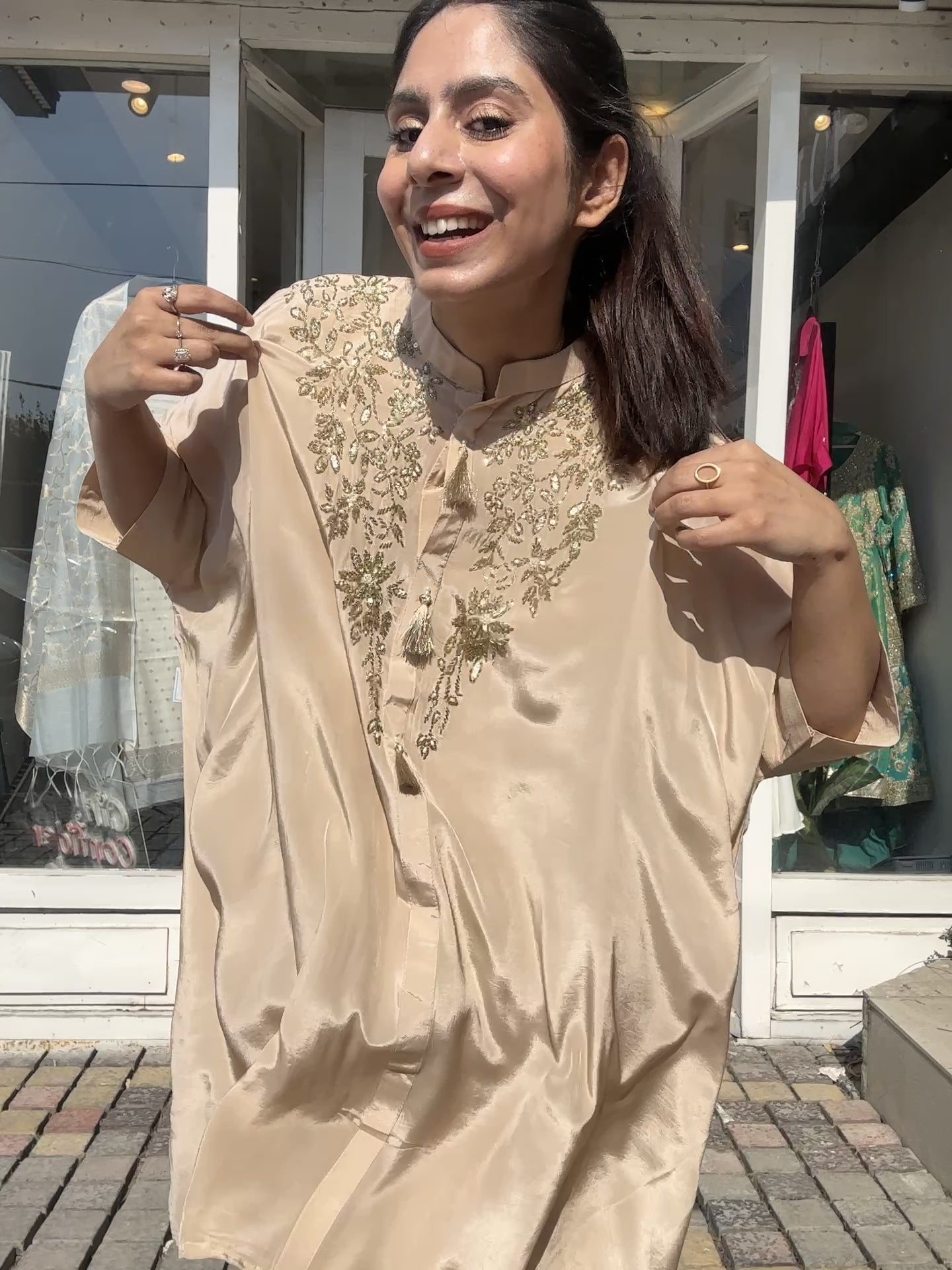 Beige Farshi Kaftan set